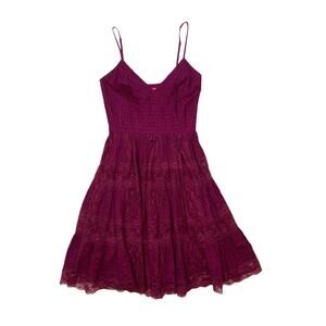 Betsey Johnson Fuschia Strappy Dress w Lace Detailing